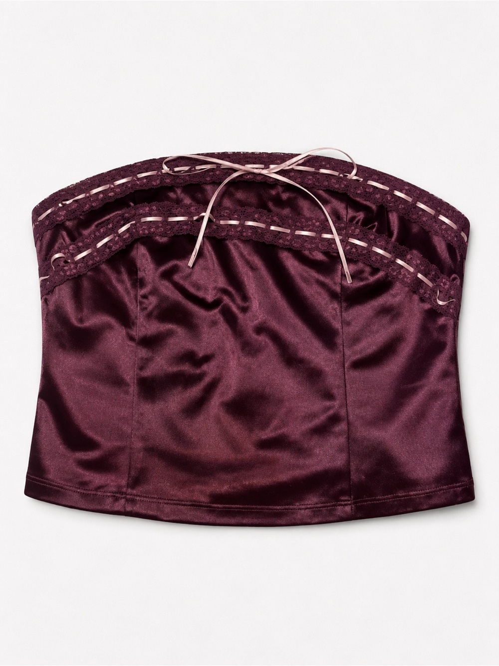 Urban Outfitters Satin Strapless Bustier in Plum